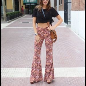 Flared, printed, stretch pants - NWOT